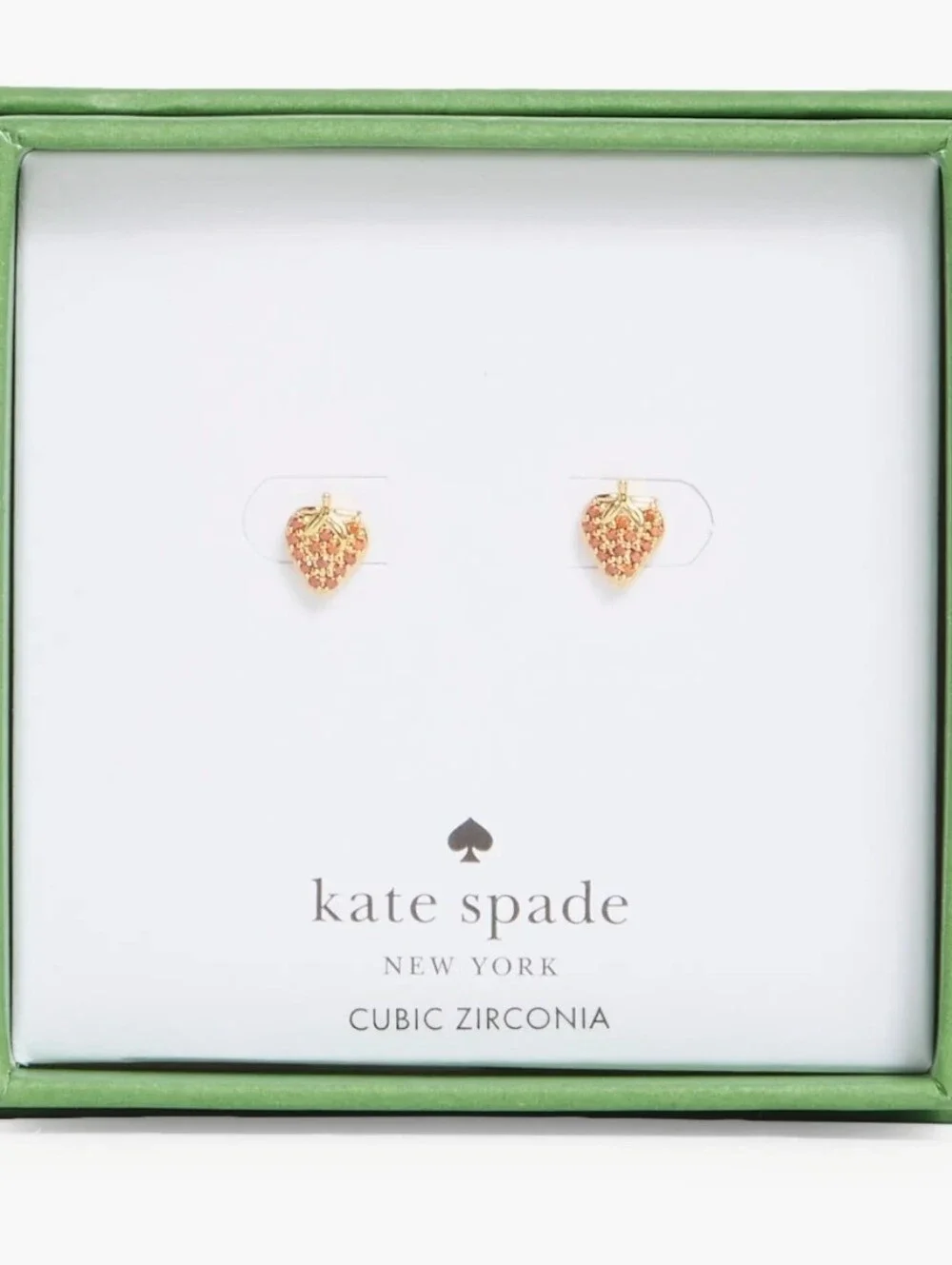 🍓▪️kate spade ▪️Mini Gold-Tone Pavè Strawberry Stud Earrings